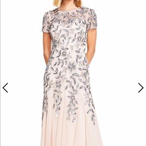 Adrianna Papell Floral Beaded Godet dress